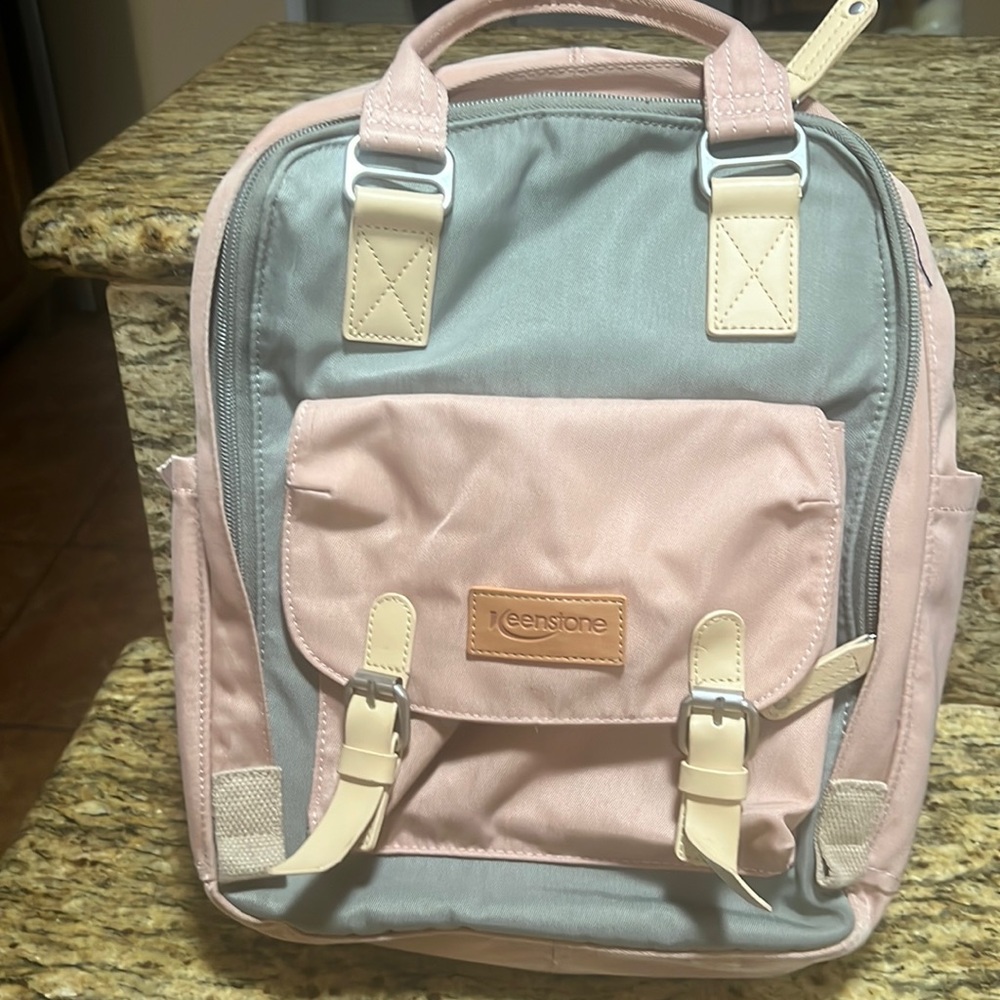 Pink and Gray Laptop Backpack